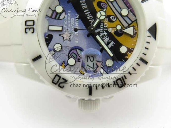 Ceramic Edition 40mm White Dial Submariner Painting White on Best Strap SA3135 Rubber 5GF 0104